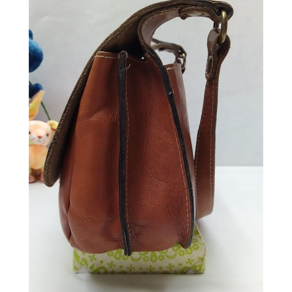 Patricia Nash Brown Leather Buckle Flap Closure Crossbody Bag - Picture 3 of 16